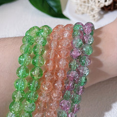 105pcs Pink Crackle Glass Beads for Jewelry Making