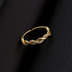 18K Plated Zircon Ring Adjustable Finger Size Jewelry For Men/Women
