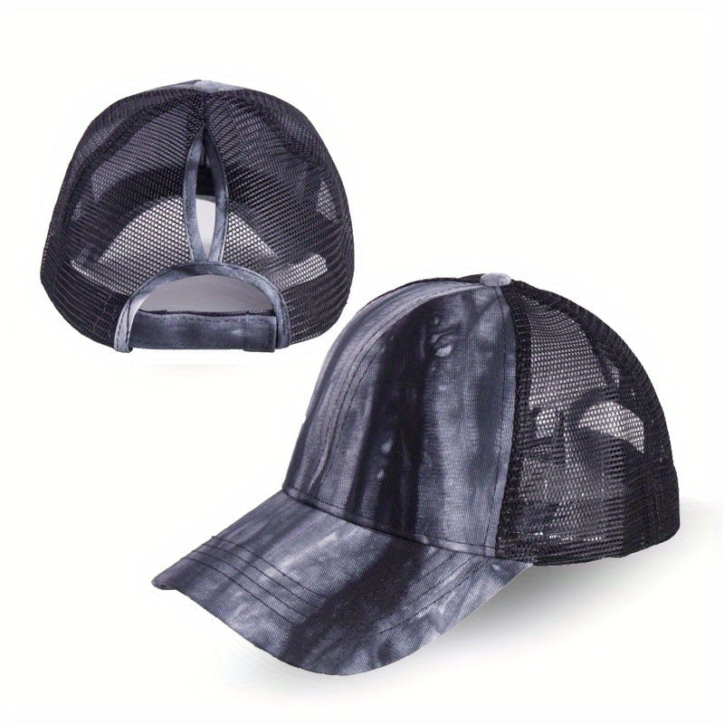 Tie Dye Ponytail Baseball Cap Mesh Trucker Hat Hip Hop Dad Hats Summer Sun Cap