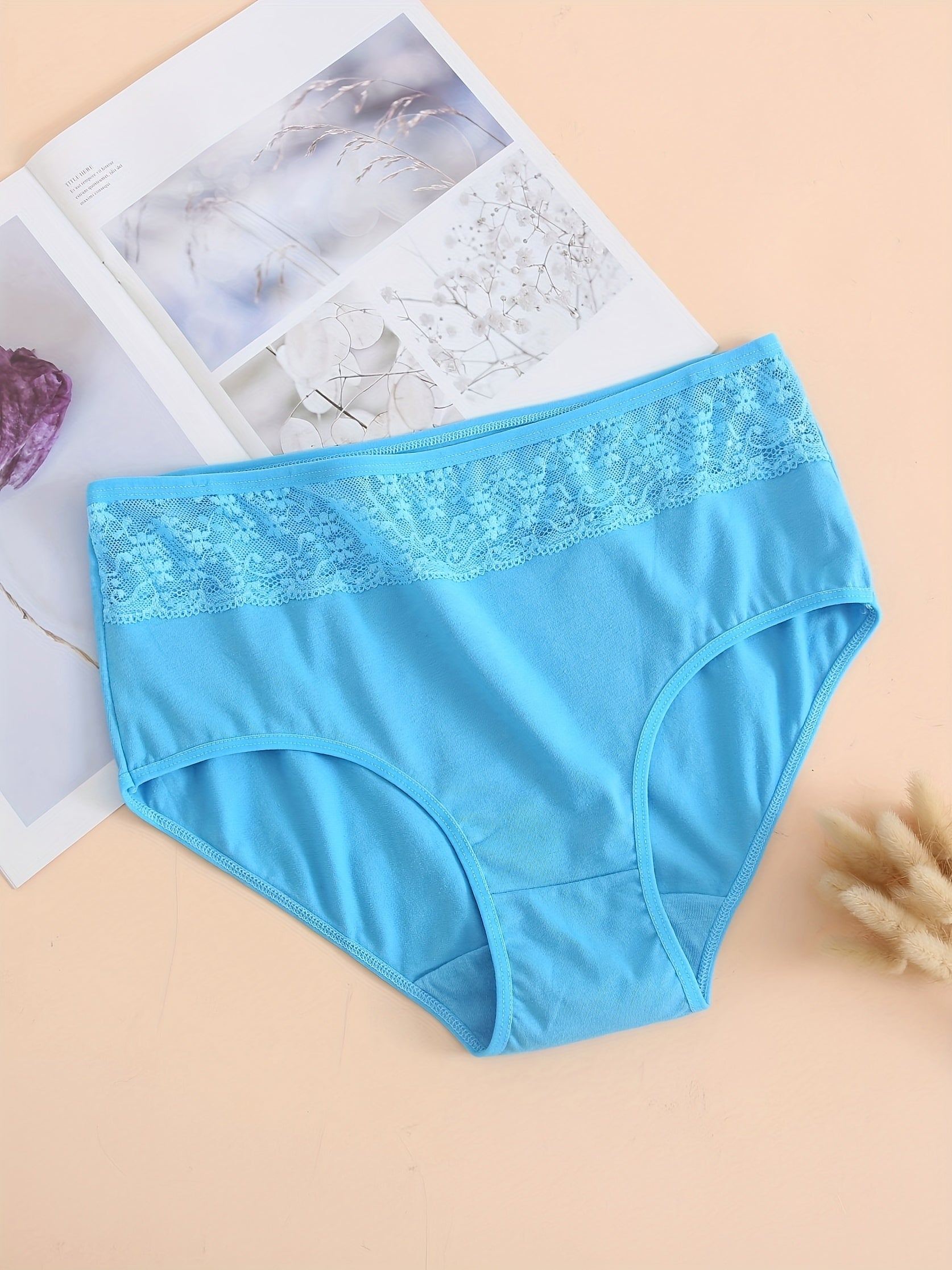 6 Pcs Lace Briefs High Waist Intimates Panties Women's Lingerie
