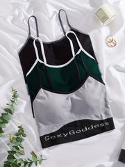 3pcs Letter Print Wireless Bras Stretch Intimates Bra Women's Lingerie