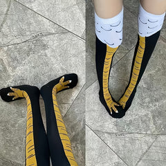 Chicken Feet Pattern Knee High Socks Funny