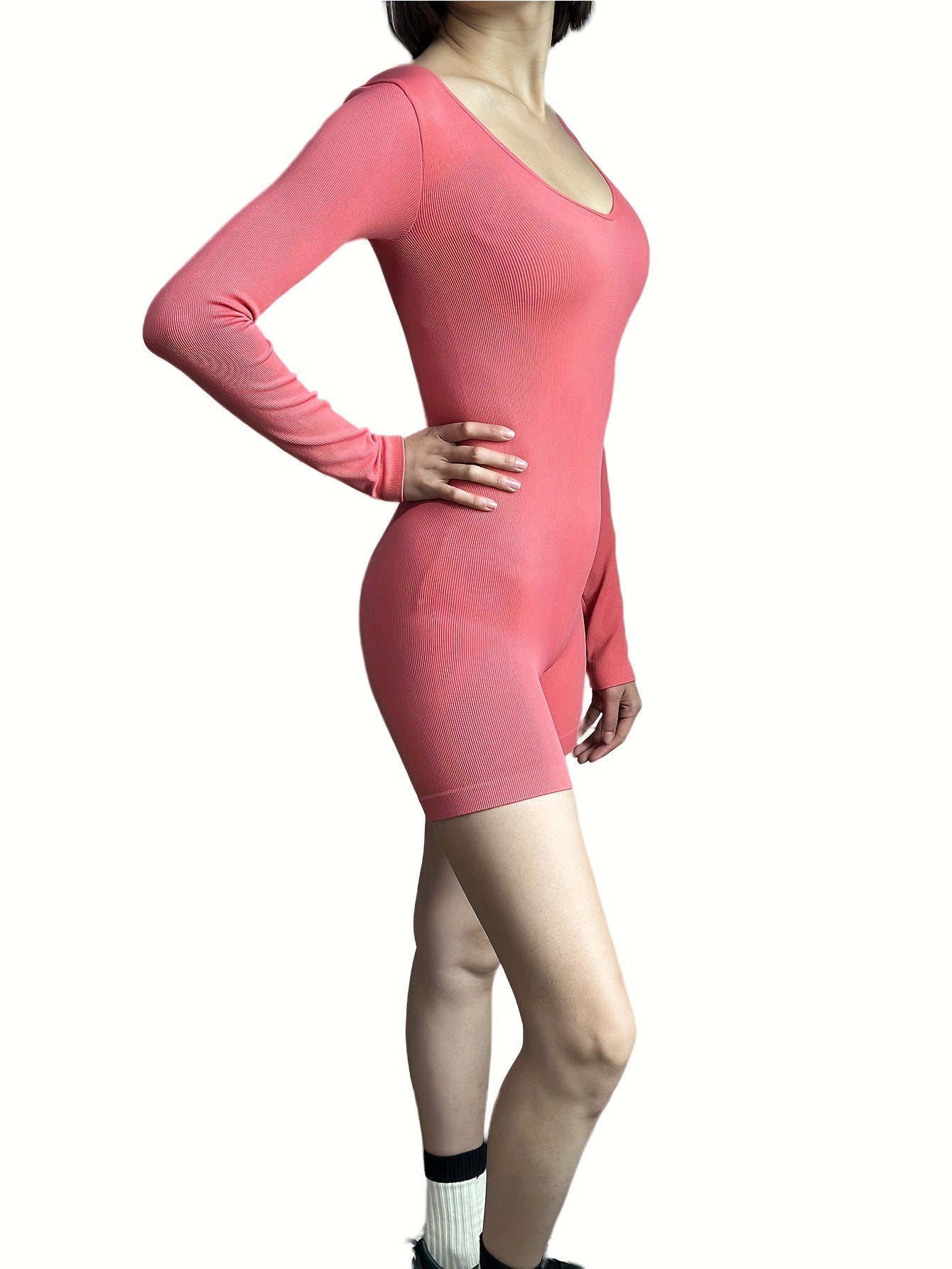 Long Sleeve V Neck Jumpsuit for Yoga Sports