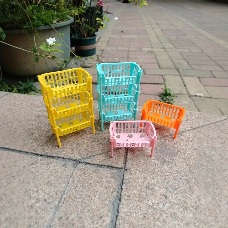 3Pcs Micro Plastic Storage Rack for Dollhouses - Ideal for Kitchens & Bathrooms