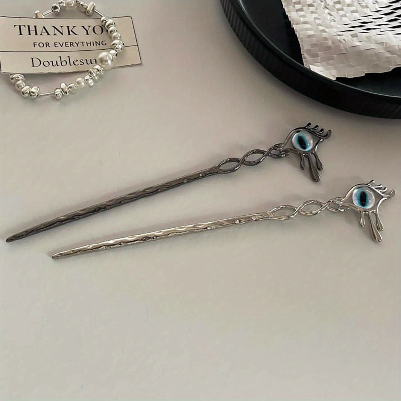 Evil Eye Hair Pin Retro Hair Stick Metal Hair Bun Maker Non Slip Hair Decoration