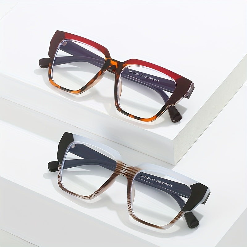 Tortoiseshell Square Clear Lens Computer Glasses for Men Women
