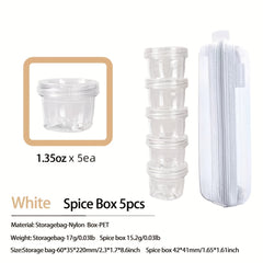 5pcs Portable Spice Containers with Labels and Storage Bag