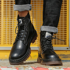 Men's Preppy Style Service Boots Casual Lace up Walking Shoes