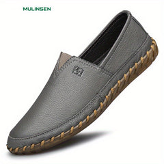 Men's Leather Slip On Flat Dress Shoes Soft Sole