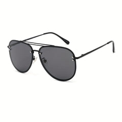 OUWEN Large Rimless Aviator Sunglasses For Men Women