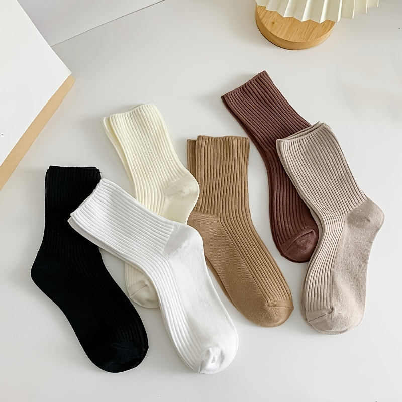 6 Pairs Women's Cotton Crew Socks - Multicolor Christmas Casual