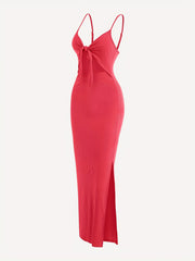 Sexy Ribbed Maxi Dress with Side Split