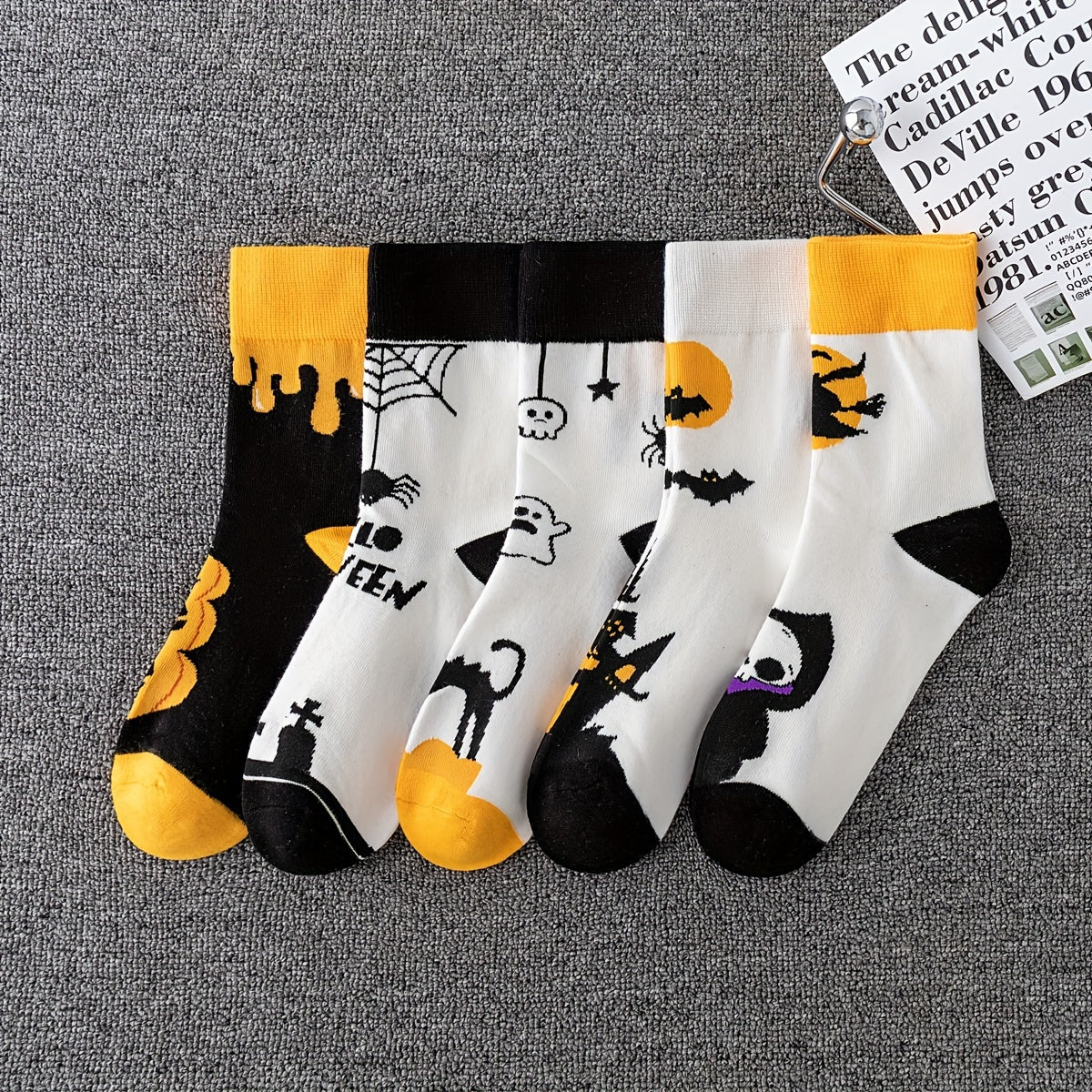 5 Pairs Halloween Crew Socks Women's Stockings & Hosiery