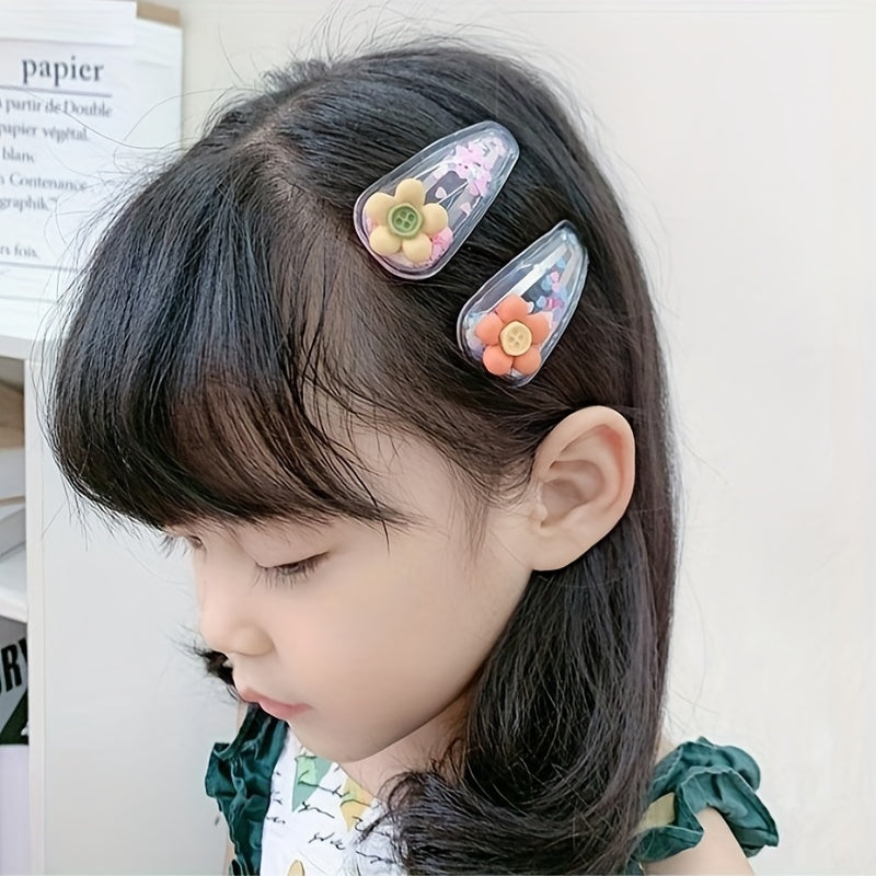 5 Pcs Sparkle Fruit Snap Hair Clips for Girls - Quicksand Bling Sequin Hairpins
