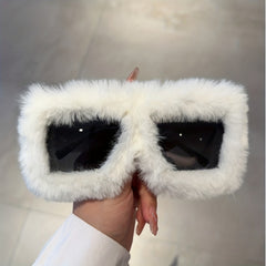 Y2K Plush Fuzzy Sunglasses Gradient Glasses UV400