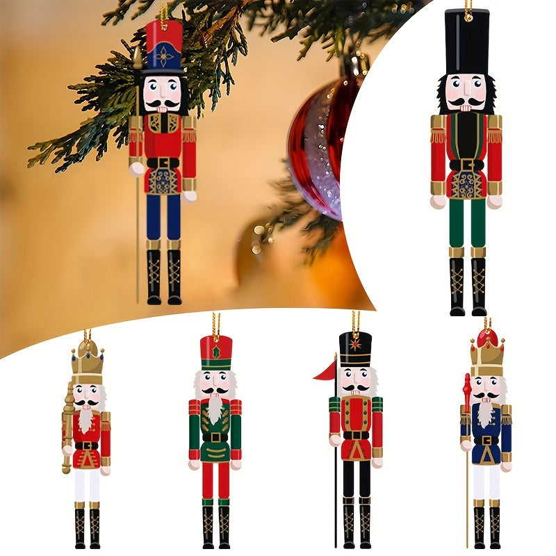 6pcs Acrylic Nutcracker Christmas Decoration Small Pendant Gift Bag Hanging