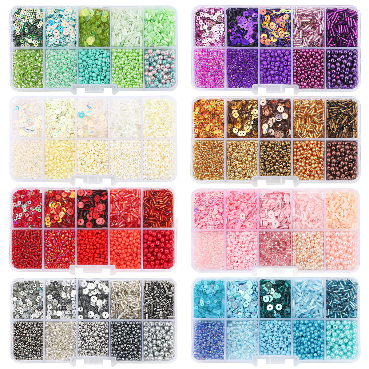 10 Grids Rice Bead Sequins Pearl Material Pack 1 Box
