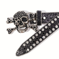 Sparkling Rhinestone Bone Buckle Belt for Jeans
