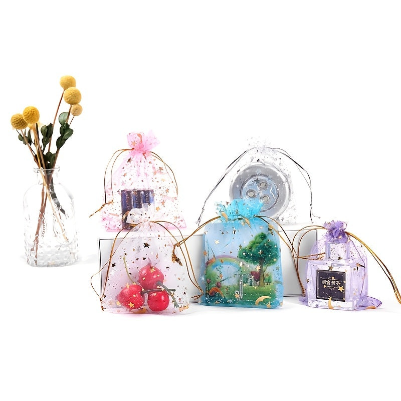 50pcs Bronzing Star Moon Organza Mesh Bag
