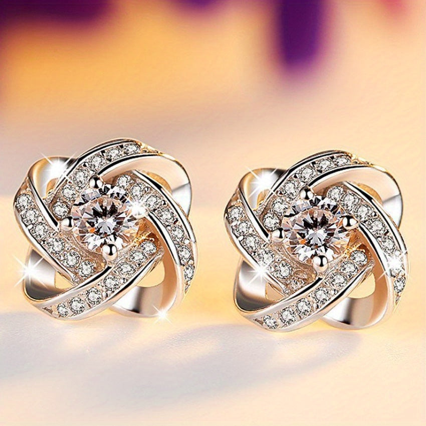 2pcs Pair Men's Earrings Clover & Purple Faux Diamond