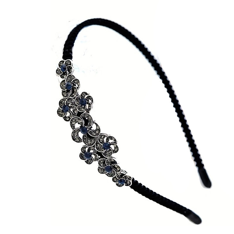 Crystal Flower Hair Band Head Jewelry Rhinestone Non Slip Hair Hoop