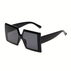 Oversized Square Frame Sunglasses Gradient Lens Wide Temple UV400