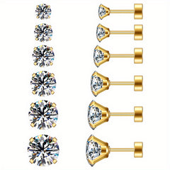 316 Stainless Steel Cartilage Studs Pair Golden Spiral Post Earrings