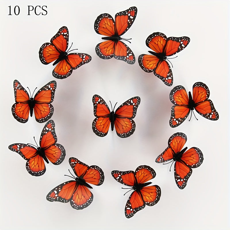 10pcs Orange Artificial Butterfly Wall Wedding Decorations
