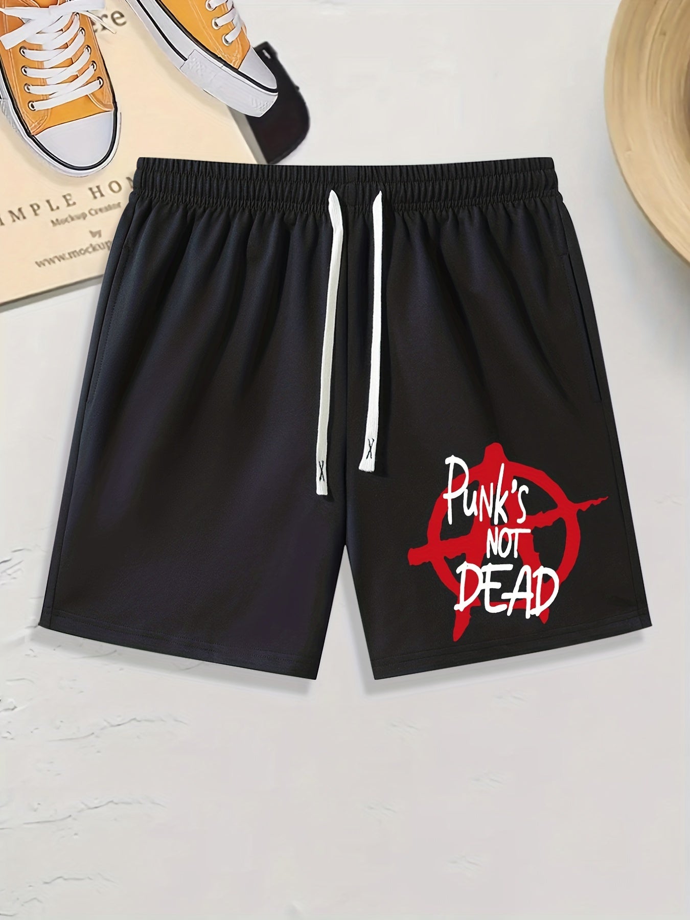 Punk's NOT DEAD Print Men's Drawstring Shorts
