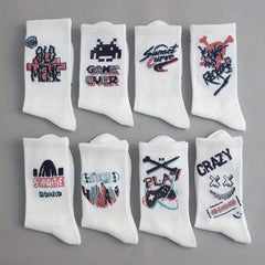 8 Pairs Funny Letter Graffiti Socks Women's Mid Tube Stockings