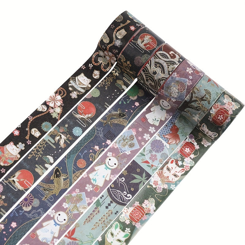 12pcs 2m Japanese Washi Paper Tape Decor Set Bronzing DIY Tape