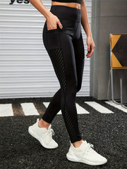 High Waisted Yoga Leggings Breathable Mesh Hip Lifting Sports Pants