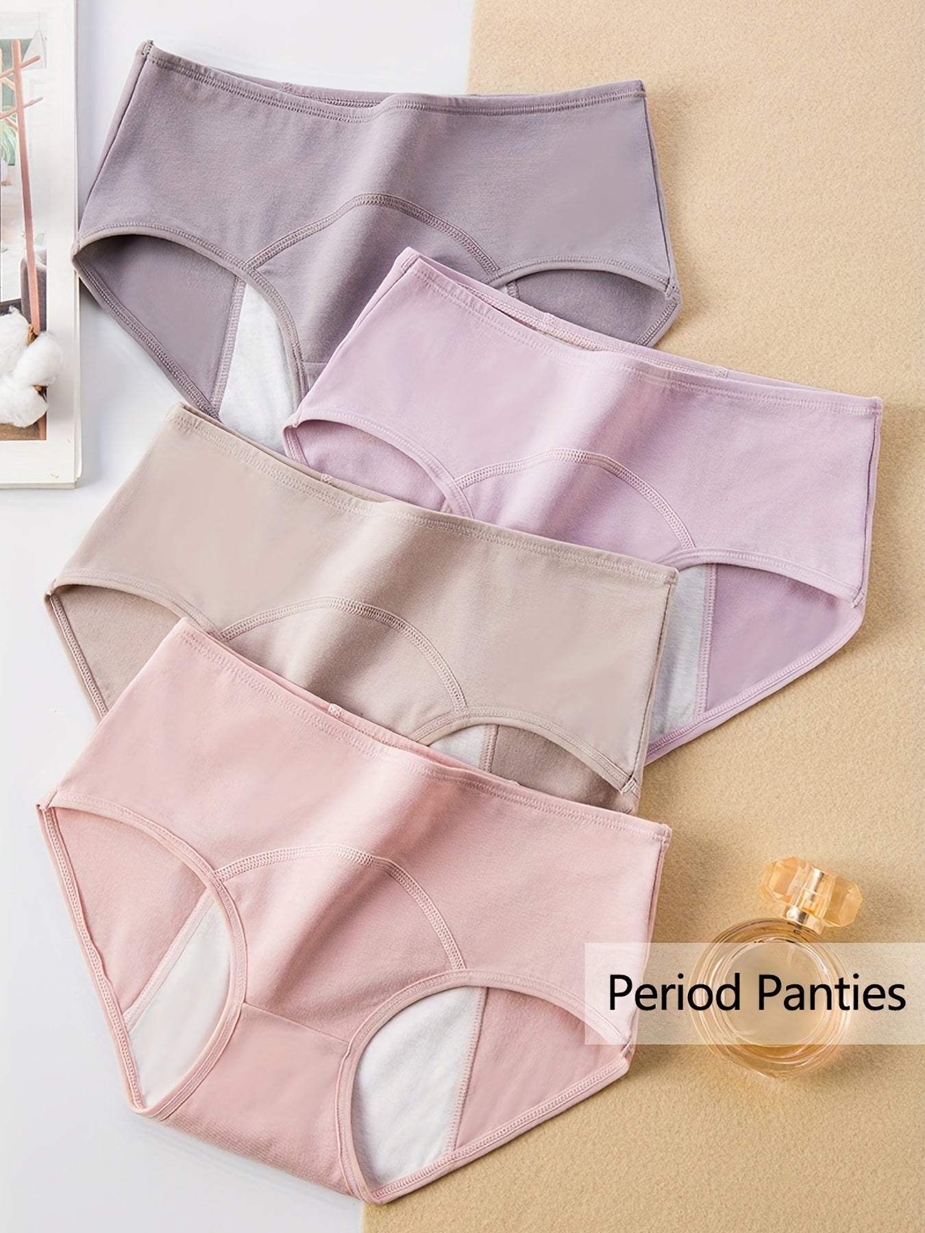4pcs High Waist Stretchy Panties Breathable Solid Briefs