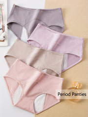 4pcs High Waist Stretchy Panties Breathable Solid Briefs