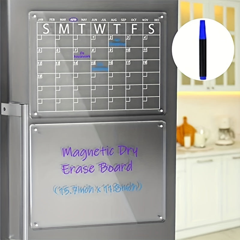 Acrylic Magnetic Dry Erase Board Calendar For Fridge - Clear