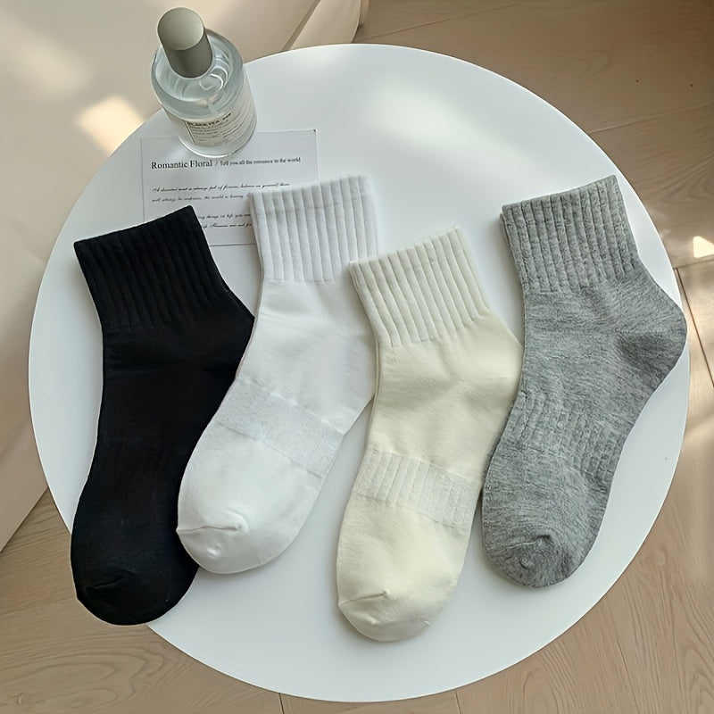 Women's Solid Sports Socks x 4 Pairs