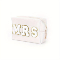 Waterproof Chenille Letter Patch Makeup Bag Travel Storage Pouch