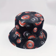 Geometric Swirl Print Bucket Hat Reversible Cotton Sunscreen Cap