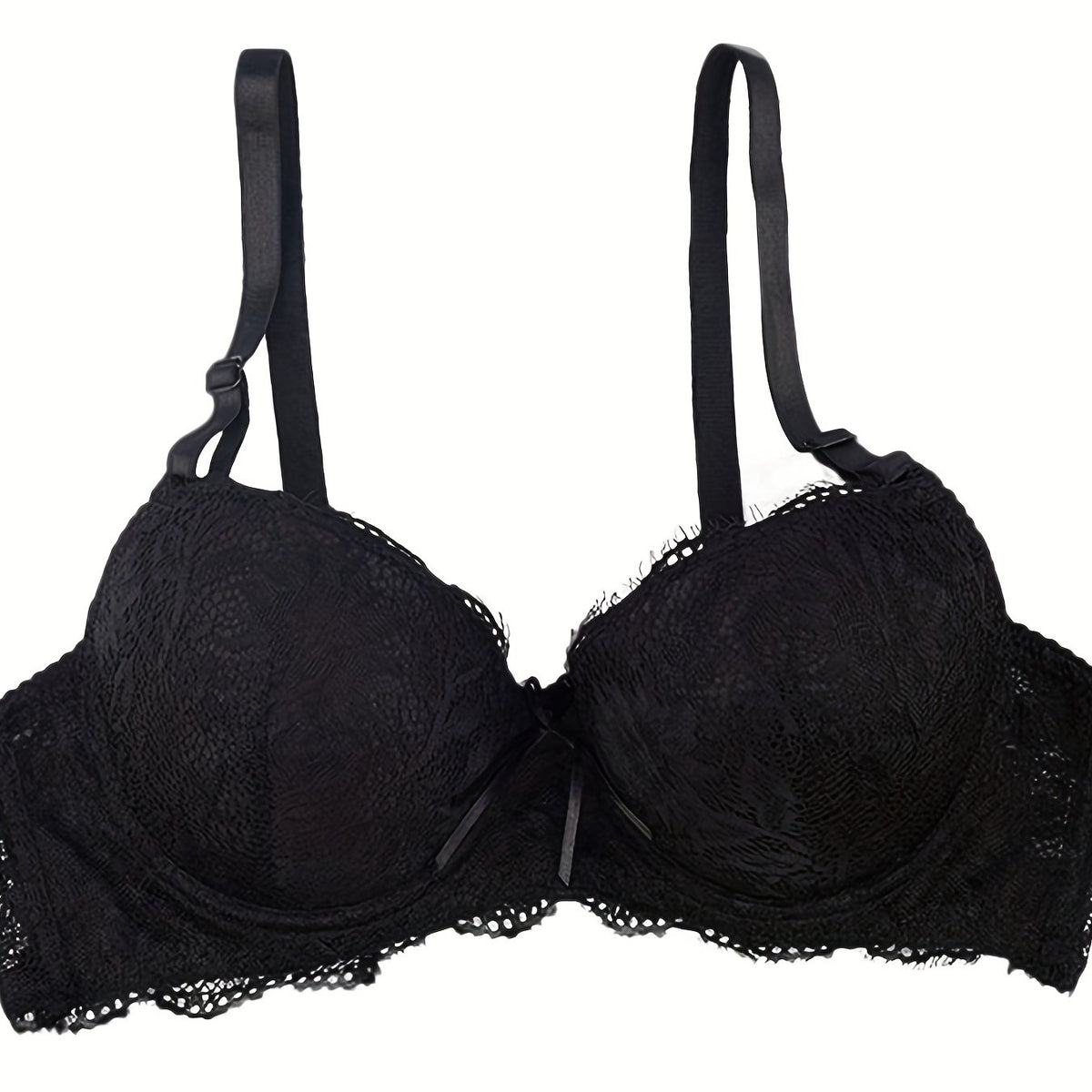 Floral Lace Push Up Bra Sexy Contrast Lace Bow Tie Underwire Bra