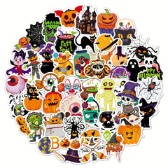 100pcs Halloween Pumpkin Theme Stickers Vinyl Waterproof Holiday Party Stickers