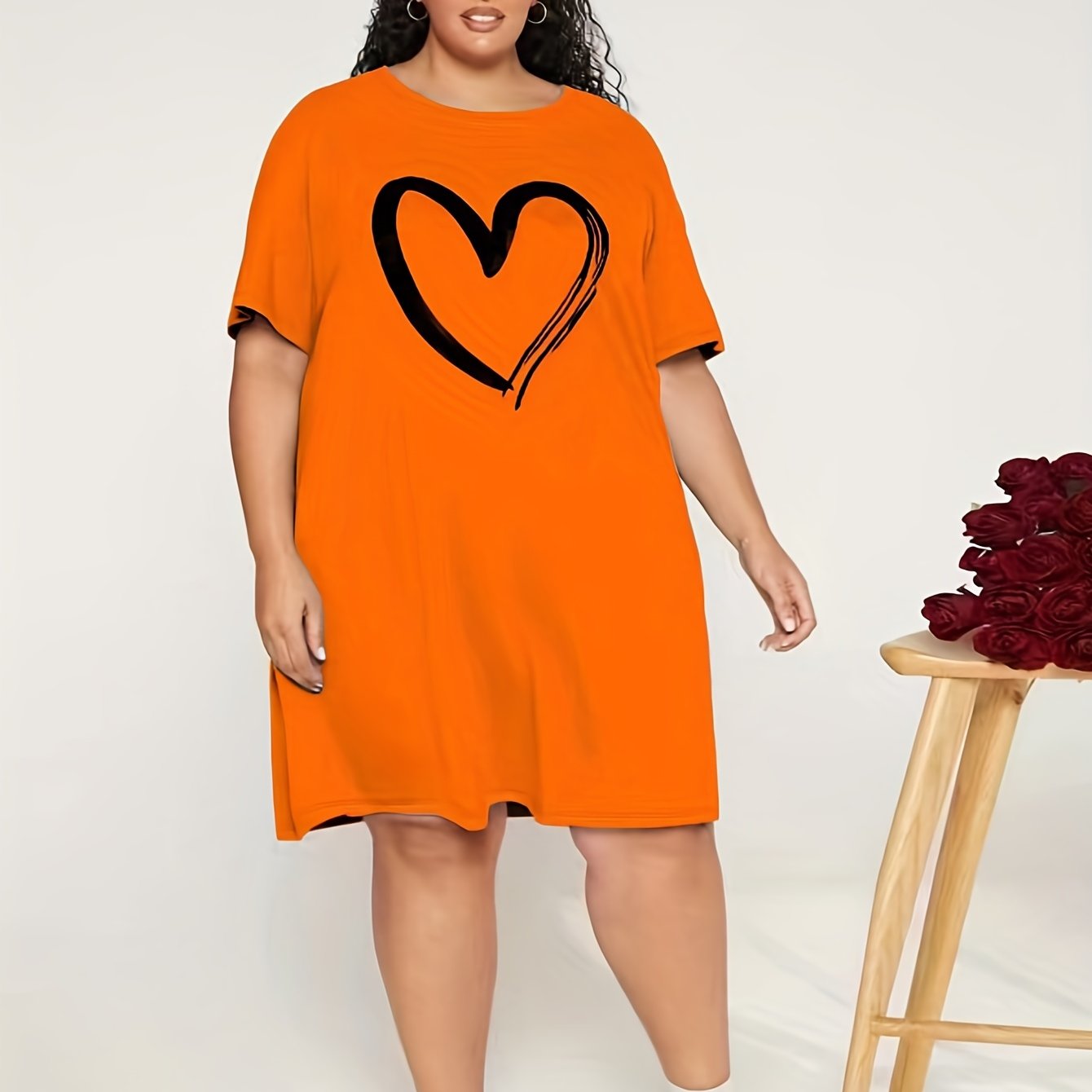  Heart Print Comfort T-shirt Dress