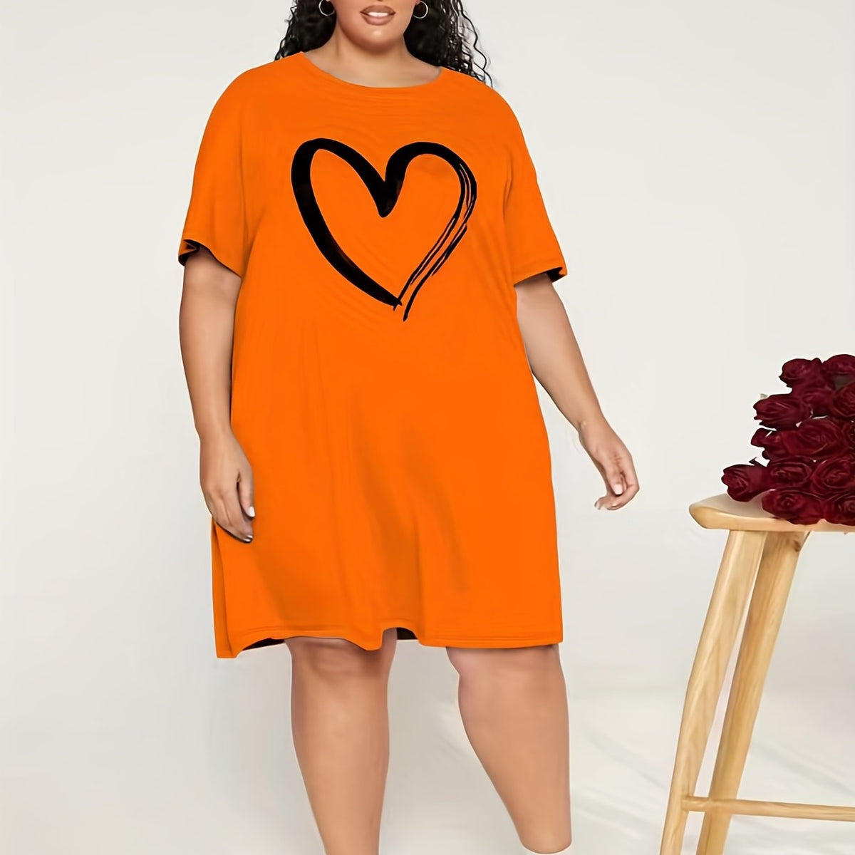  Heart Print Comfort T-shirt Dress