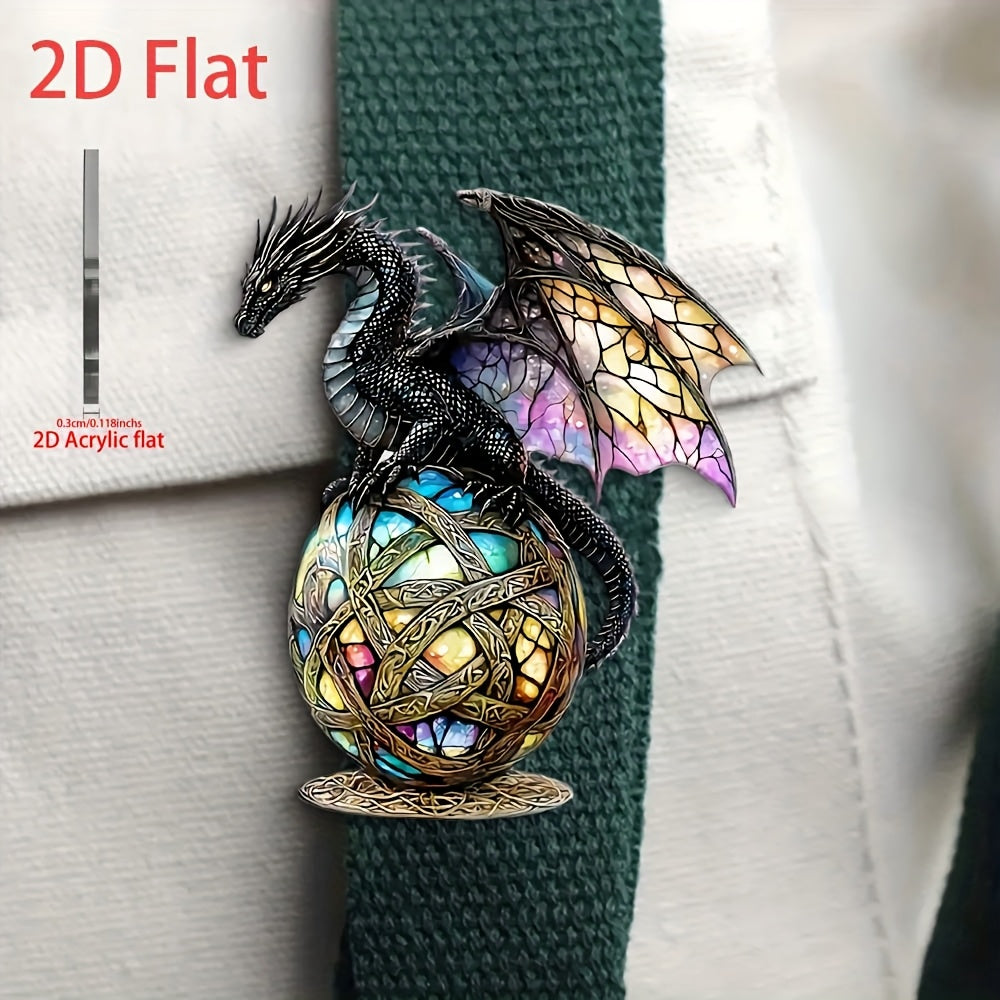 2D Acrylic Dragon Brooch Pin Vibrant Orange Web Ideal Mother's Gift