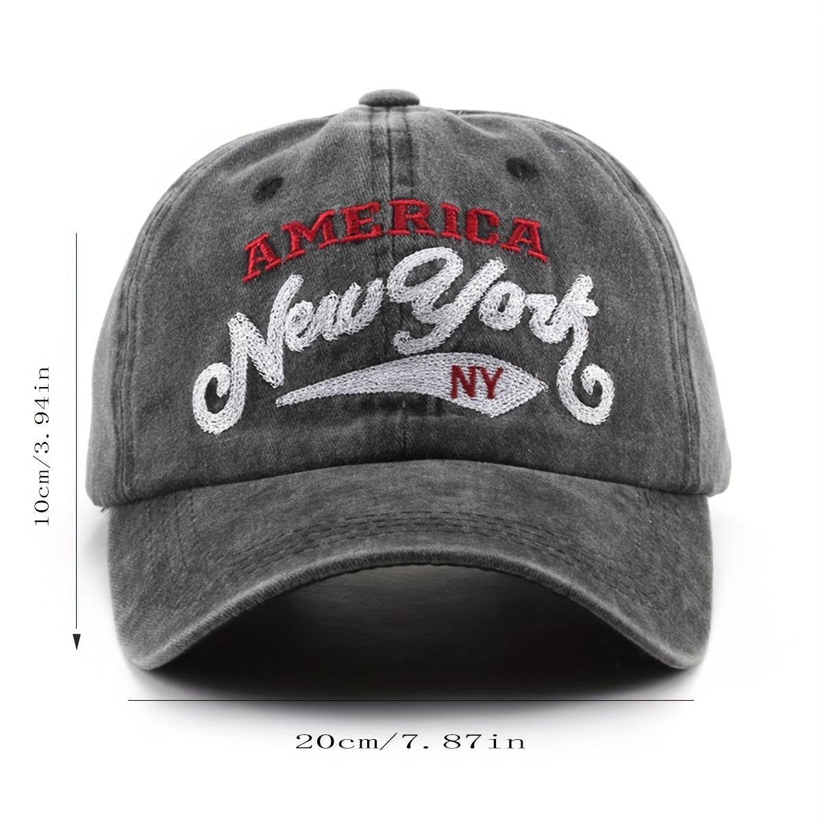 York Embroidered Baseball Cap Vintage Distressed Sun Hat