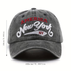 York Embroidered Baseball Cap Vintage Distressed Sun Hat