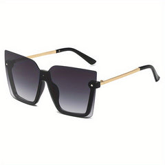 Y2K Semi Rimless Sunglasses Rivet Large UV400 Sun Shades