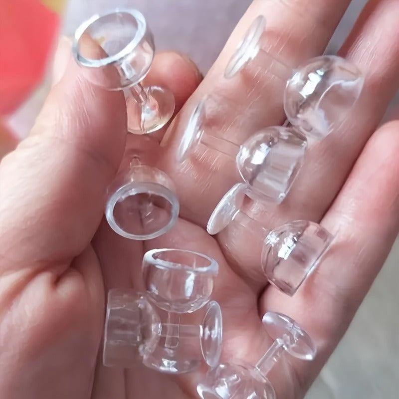 Clear Plastic Stemware Wine Glasses for Dollhouse Kitchen Decor