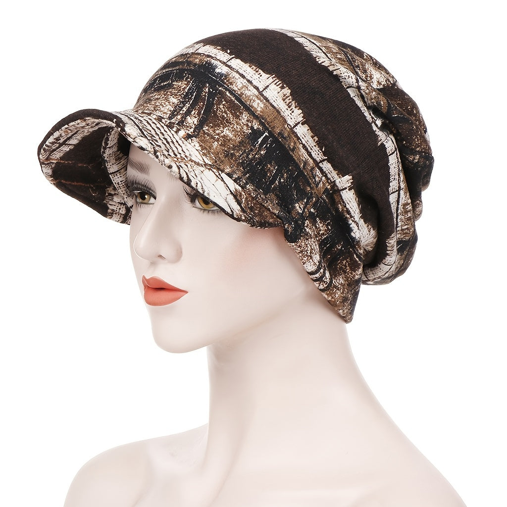 Floral Bandanna Hat Vintage Canvas Beanie Cap for Women