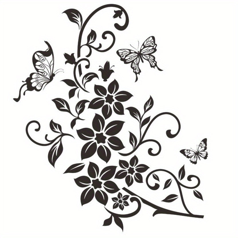 Flower Pattern Toilet Lid Decal Wall Sticker Bathroom Decor