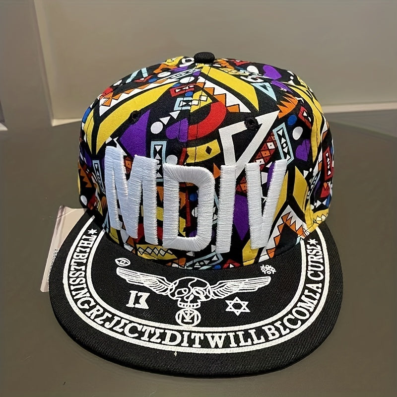 Unisex Adjustable Baseball Cap with MDIV Embroidery Geometric Pattern